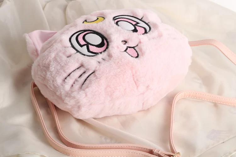 Новая зимняя аниме Сэйлор Мун Луна Кошка плюшевая сумка для косплея Женская круглая плюшевая сумка с мультяшным кроликом сумка-мессенджер