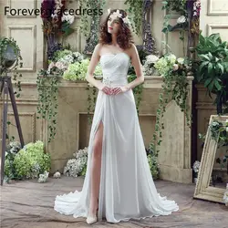 Forevergracedress элегантные белые длинные свадебное платье Line Милая шифон Кружево на спине свадебное платье плюс Размеры индивидуальный заказ