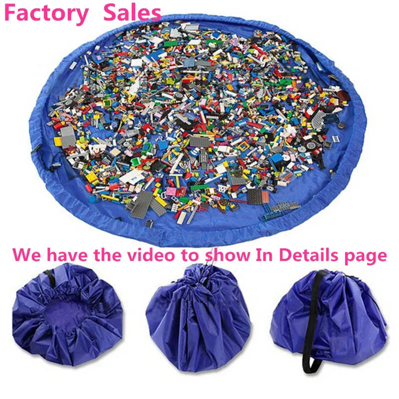 المحمولة الاطفال لعبة حقيبة التخزين والتشغيل حصيرة ليغو اللعب المنظم بن مربع XL الأزياء العملي حقيبة التخزين s