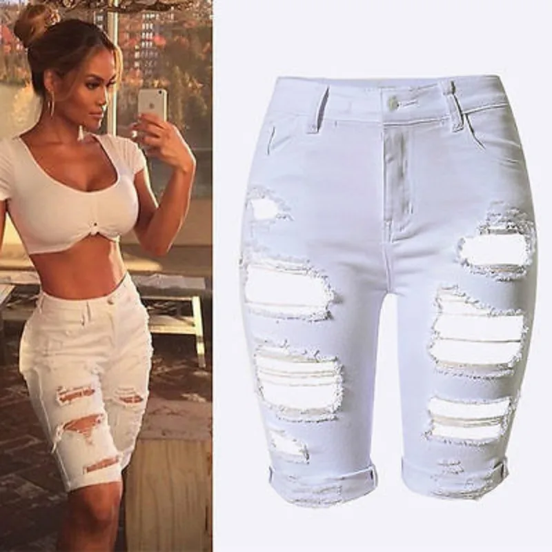 Сексуальные женские эластичные рваные короткие брюки джинсовые шорты брюки|denim