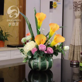 

SHUICANGYU Modern Style Ceramic Vase Pot Home Restaurant Hotel Tabletop Decor Rose horseshoe lily hydrangea decor Vase Sets