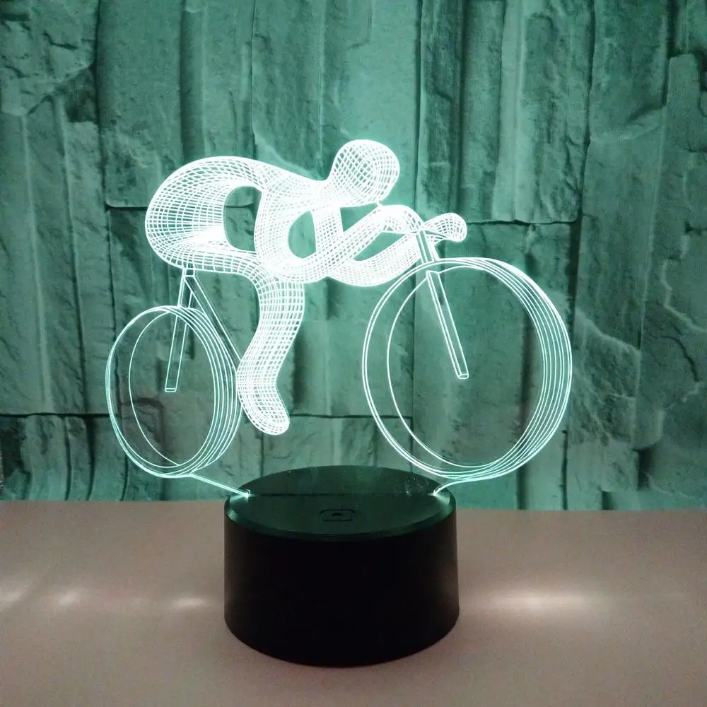 3D видение ночник велосипедный наездник изображение сенсорное управление красочный 3D ночник настольная лампа