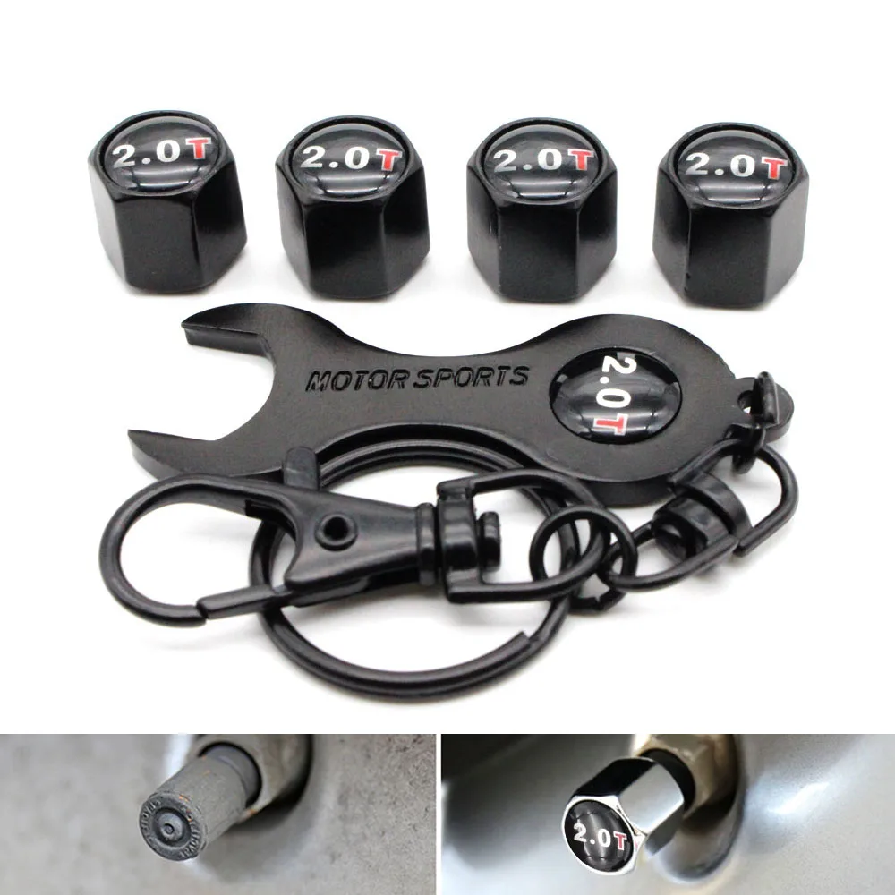 1Set Zinc Alloy Anti theft Car Wheel Tire Valve Stem Caps Air+ Wrench