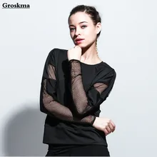 Новое поступление; женская обувь из сетчатого материала yoga рубашка Длинные рукава быстросохнущая одежда с открытой спиной Женская Спорт, фитнес, тренажерный зал топы Бег свободная футболка