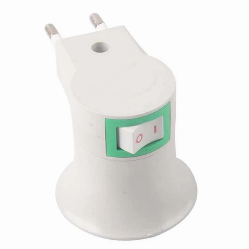 

EU E27 Socket Plug with ON/OFF Switch LED Light Bulb Lamp Socket Holder E27 To Plug Adapter ABS Material Fireproof