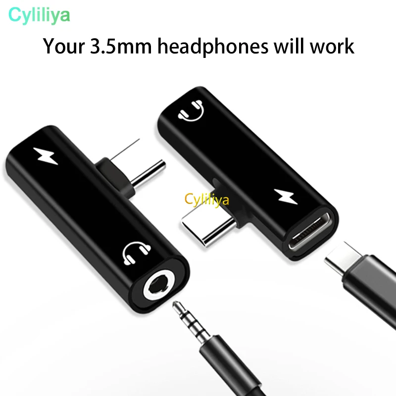 250pcs 2 in 1 Type C to 3.5 mm Headphone Audio Jack USB Cable Adapter for samsung s8 s9 | Мобильные телефоны и аксессуары