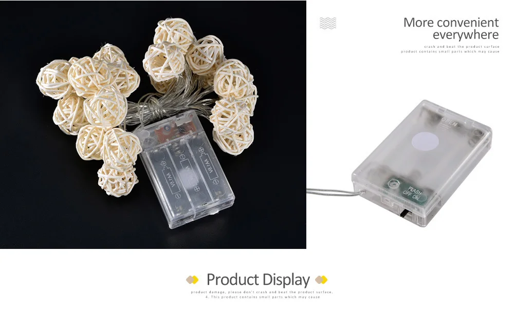 2 м 20 светодиодный s ротанговый шар светодиодный светильник с питанием от батареи светодиодный гирлянды для праздника вечеринки патио сада Рождественское украшение Сказочный светильник s
