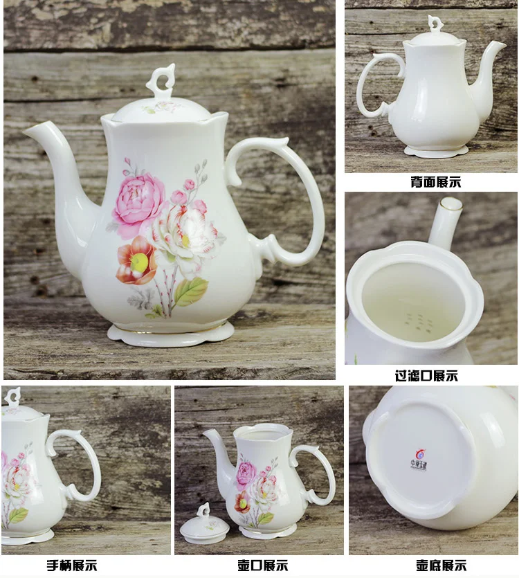 Fashion British Bone China Coffee Pot European Style Afternoon Tea Teaset Ceramic Teapot Coffee Pot Flower Tea Pot Porcelain Pot