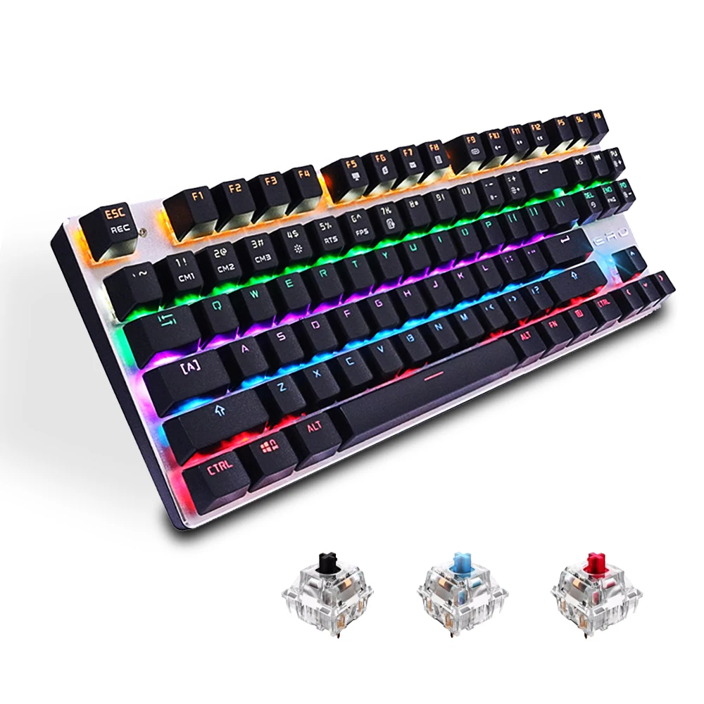 

Metoo Edition Mechanical Keyboard 87 keys 104Key Red Blue Switch Gaming Keyboards for Tablet Desktop Russian sticker