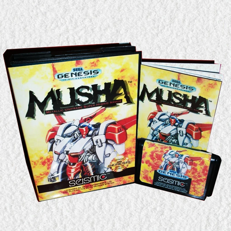 

MUSHA US Cover with Box and Manual for Sega MegaDrive Video Game Console 16 bit MD card