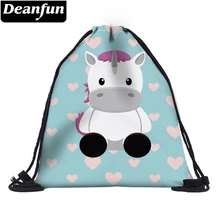 Deanfun Единорог Drawstring сумка 3D печать милый подарок для девочек школы 60062
