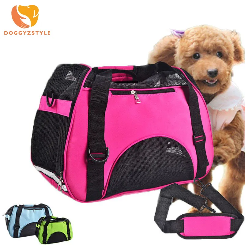 Canvas Grid Dog Cat Travel Bag Portable Pet Carrier Handbag Foldable