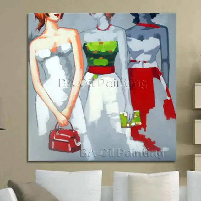 Buy Free shipping 1 Panel 3 Girls Shopping Paintings