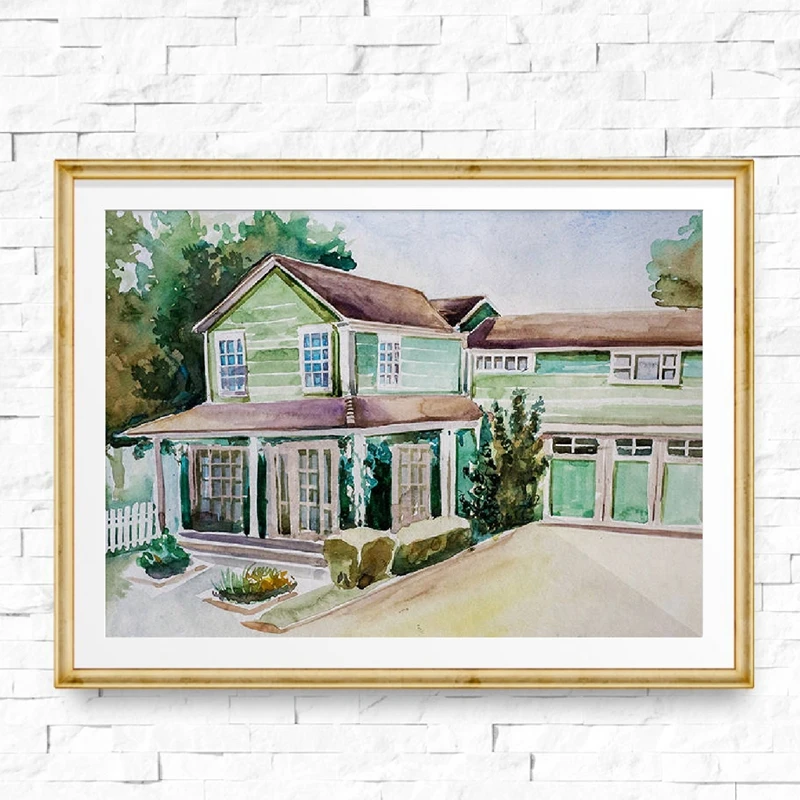 Desperate Housewives Watercolor Houses Wall Art Painting