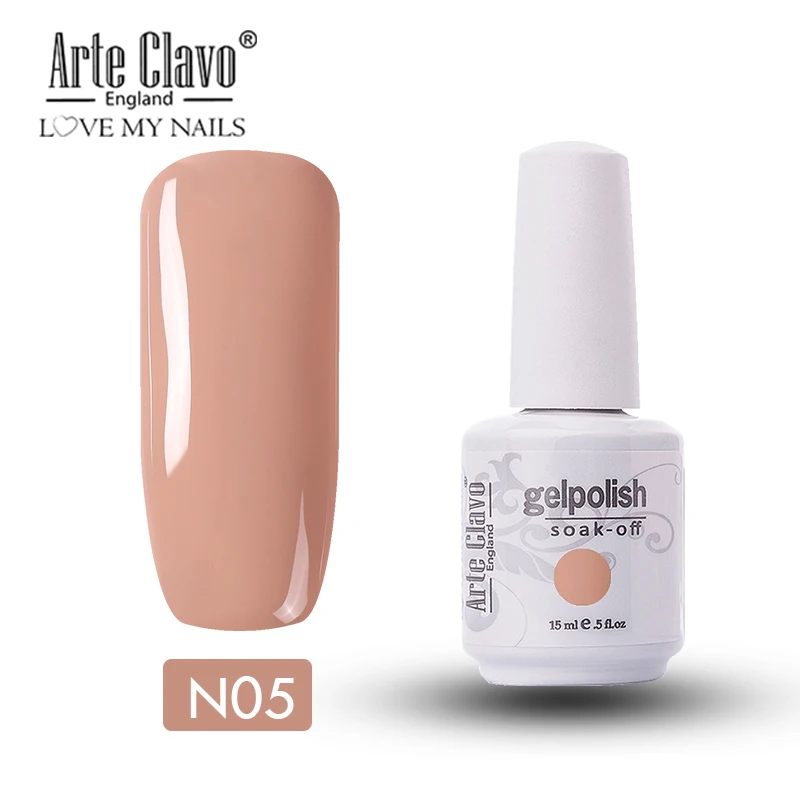 N05 Arte Clavo 15 мл УФ-гель для ногтей Розовое Золото Блестки Гель-лак для ногтей телесного цвета Гель-лак замочить от УФ Led Nail Art Laquer - Цвет: N05