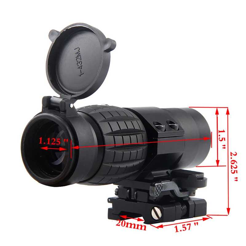 Tactical QD FTS 3X Magnifier Scope With Flip To Side Mounts Fits For 551 552 Airsoft RL6-001-12