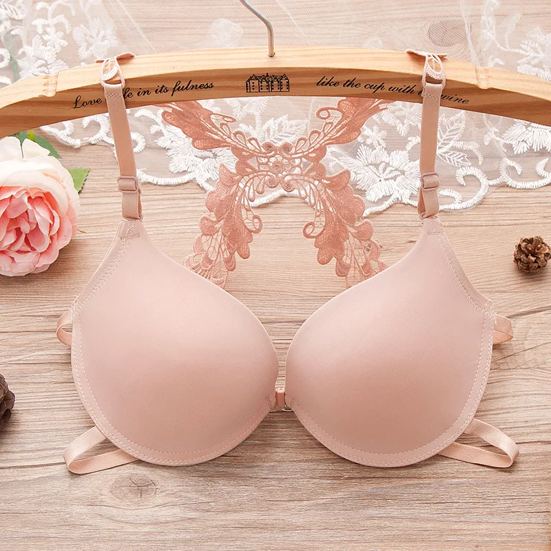 

Japanese Lace Push Up Sexy Bra Front Closure Beauty Back Solid Color Bralette Lingerie for Girls Women Brassiere