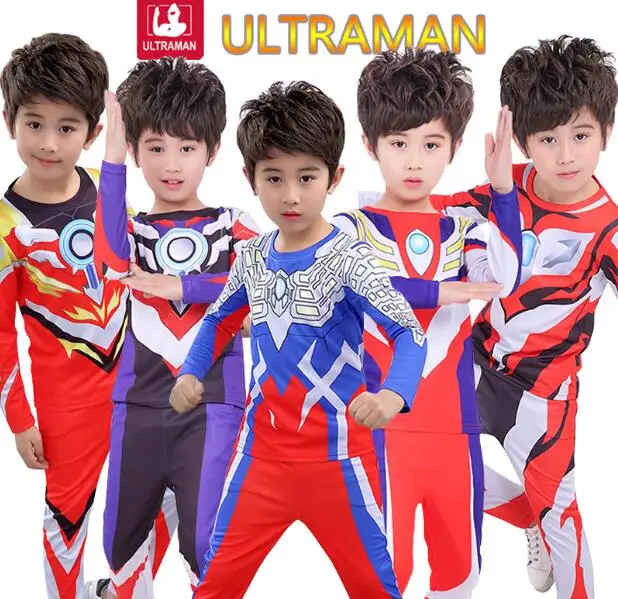 Child Ultraman long sleeve cosplay suit children kid Boy girl Ultraman