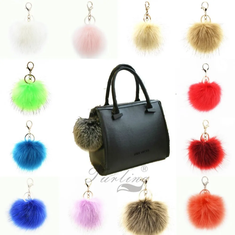 Пушистый Большой помпон из искусственного лисьего меха 1 шт. 12 см|bag accessories|key chain