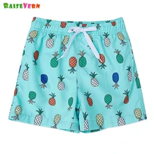Детские шорты для плавания для мальчиков Гавайские пляжные шорты с рисунком ананаса купальный костюм с карманами повседневные шорты Летняя одежда