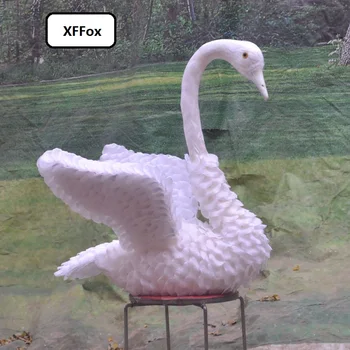 

big simulation white swan model foam&feather lifelike petal swan toy gift about 52x56cm xf0699