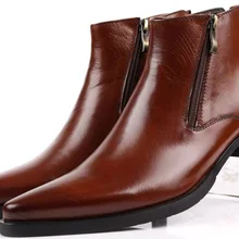 Большие размеры EUR46; Цвет черный, коричневый, коричневый, синий; мужские Ботильоны на молнии; ботинки в деловом стиле из натуральной кожи; Мужские модельные туфли