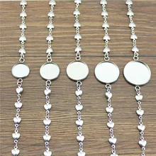 WYSIWYG 2 pezzi 10 stili misura 12/14/16/18/20mm Cabochon in vetro tondo materiale in acciaio inossidabile bracciale a catena a forma di cuore/croce/piegata