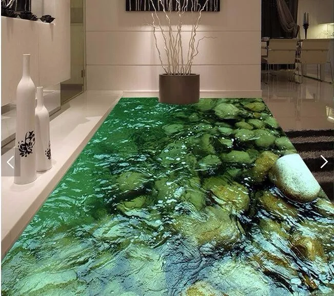 Beibehang напольная живопись природный пейзаж камень вода Водонепроницаемый Ванная Кухня ПВХ настенная бумажная наклейка 3D полы