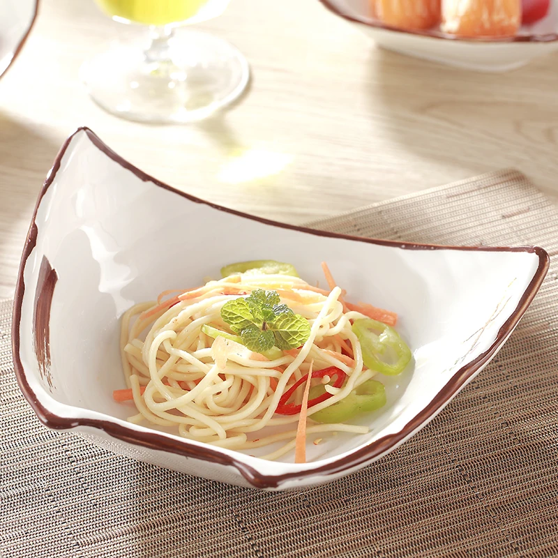 

Tableware Top Bone Ceramic Dinner Ceramic Plate Family Soup Bowl Set Creative Restaurant Household Dishes Irregular Soup Plate