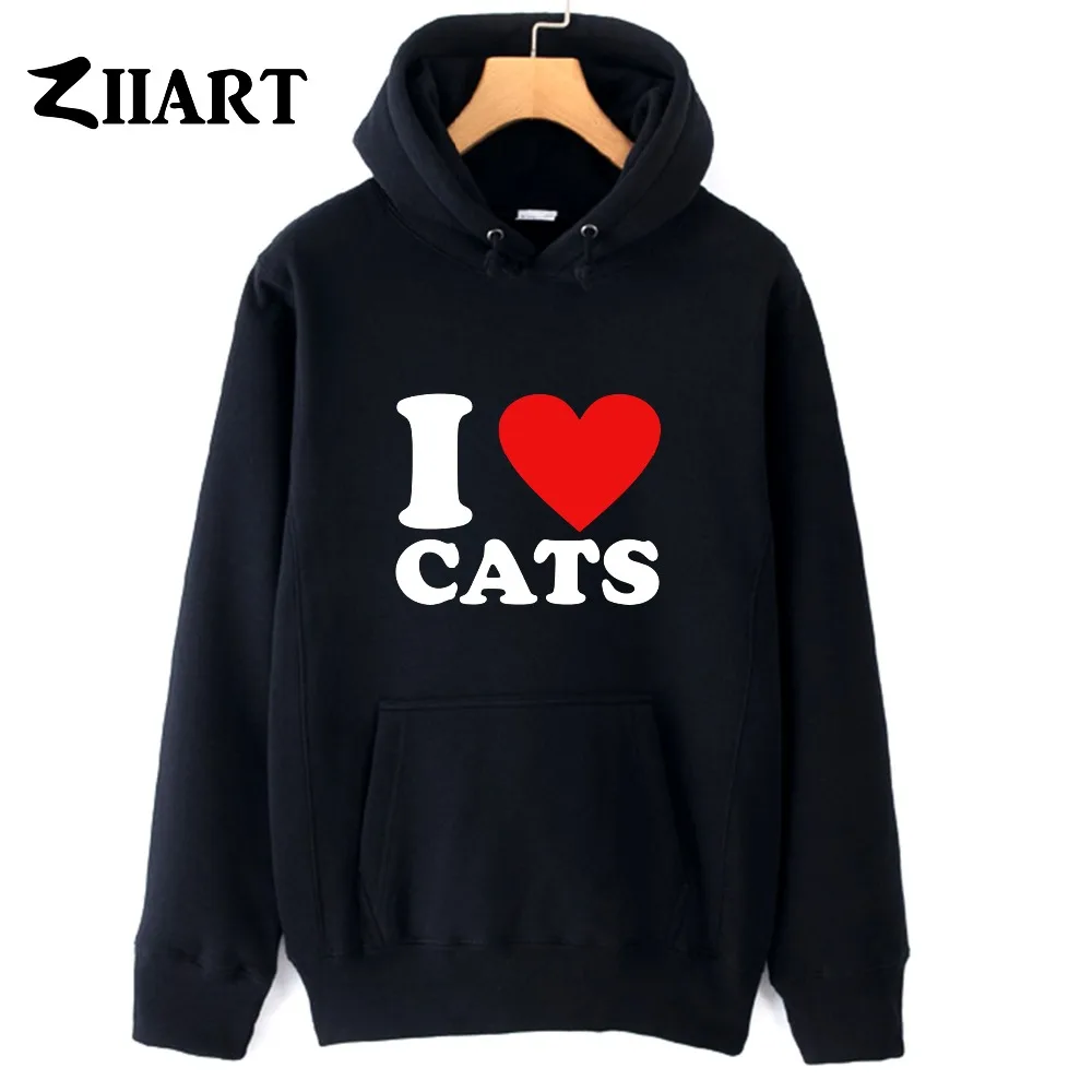 

i love cats couple clothes boys man male autumn winter fleece hoodies
