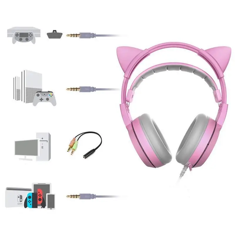 Somic G951s Pink Chat Oreille Jeu Casque Casque Led 3 5mm Jack Rose Aliexpress