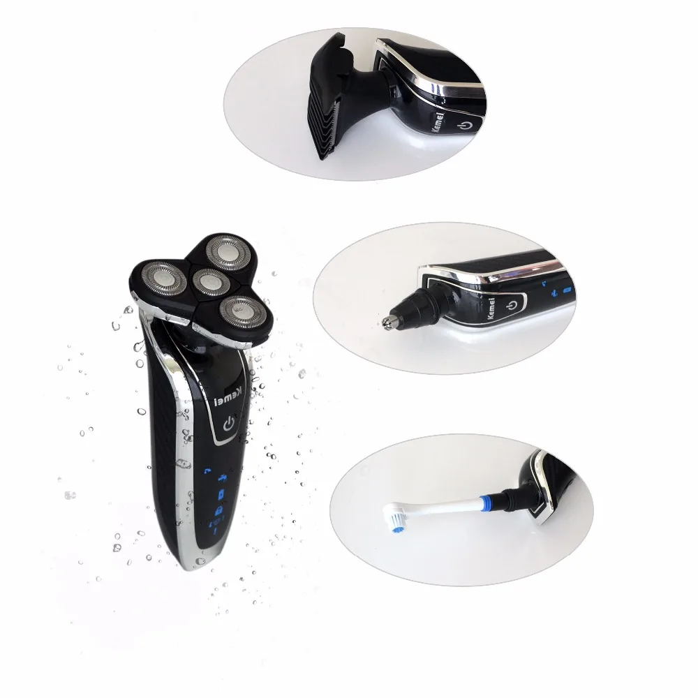 

2Pcs/Pack 4 in 1 Washable Rechargeable Triple Blade Electric Shaving Razors Face Care 4D Floating