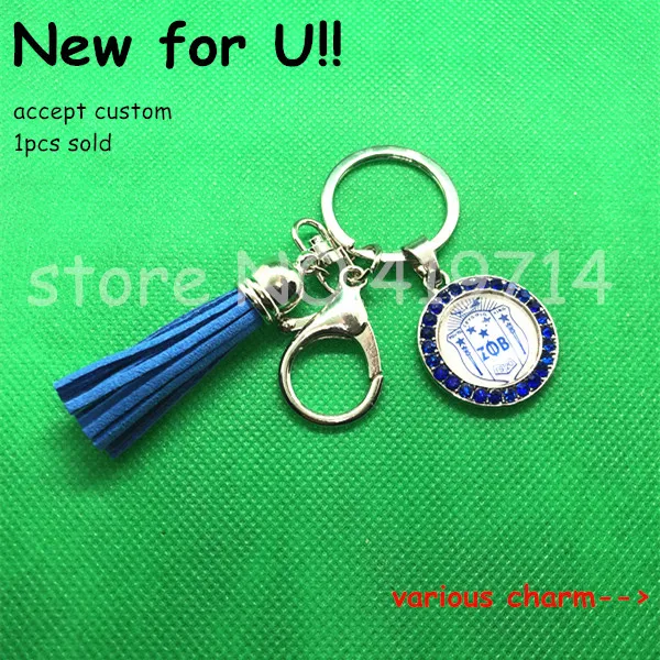 Хит женский брелок ZPB crest стразы с кисточками OKC031 zeta sorority стеклянная сумка