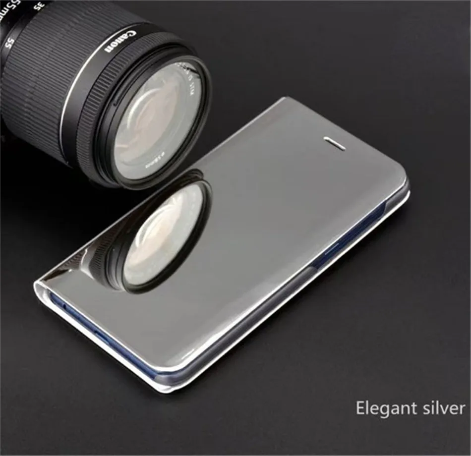 Зеркальный рамочный чехол для samsung S10 S9 S8 S7 Note 9 A50 смарт-окошком для просмотра и подставкой для iphone X XS Max huawei P20 Lite P30 Pro
