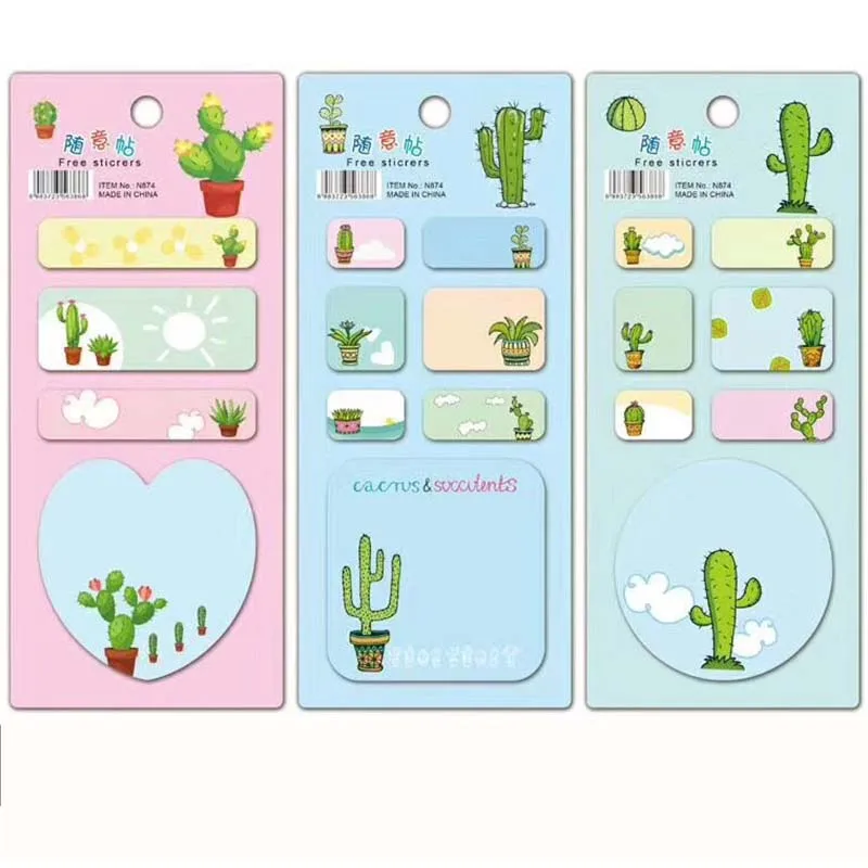 

Cute Cactus N Times Memo Pad Cartoon Unicorn Flamingo Sticky Notes Notepad Bookmark Stationery stickers Gift school supplies