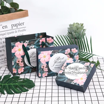

Dark green flower Vintage Wedding Candy Box Gift Bag, biscuit Macaroon Box Chocolate Boxes Cookies Bag 50pcs/lot