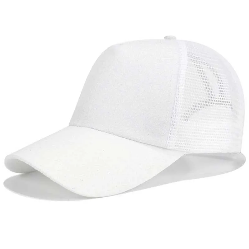 Кепка женская блеск конский хвост бейсбольная Кепка Snapback папа кепка-бейсболка Кепка s Женская грязная булочка летняя сетчатая шляпа Женская регулируемая хип-хоп шляпы - Цвет: Glitter White