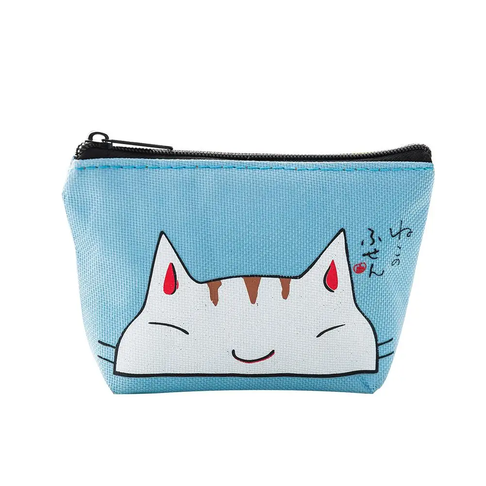 

Hot Cartoon Cat Print Oxford Cloth Zipper Mini Wallet Key Cash Coin Purse Money Bag