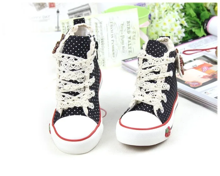 1 Classic Girls Canvas Shoes Polka Dot Girls Princess Bow Shoes Kids Casual Denim Shoes for ChildrenKorean Student Sneakers (16)