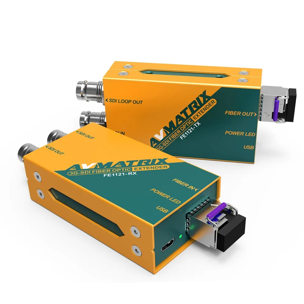 AVMATRIX FE1121 3G-SDI Fiber Optic Extender 20km Local SDI Loop Out and Dual SDI outputs and Supports 3G/HD/SD Signals