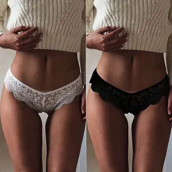 

Plus Size Newest Fashion Women Lady Lace Briefs Panties G-string Female Sexy Underwear Transparent Super Thin Hollow Thongs