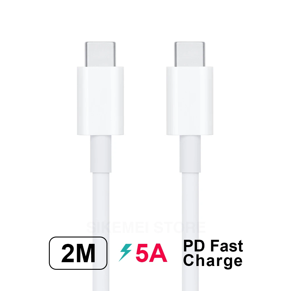 Usb type C к USB C 2 м PD Быстрая зарядка кабель для зарядного устройства Шнур 5A мощность зарядки для MacBook Air Pro 87 Вт 61 Вт 30 Вт 29 Вт для поверхностной книги - Цвет: 1 Meter