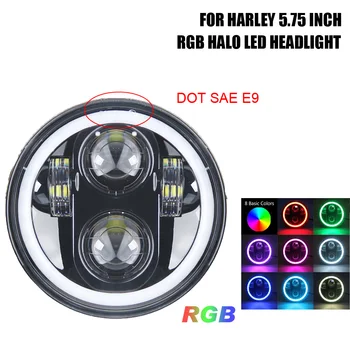 

H4 Motorcycle Headlight 5 3/4 " 5.75 Inch Moto Bluetooth Round Rgb Led Headlamp For Harley Softail Dyna for Sportster Models