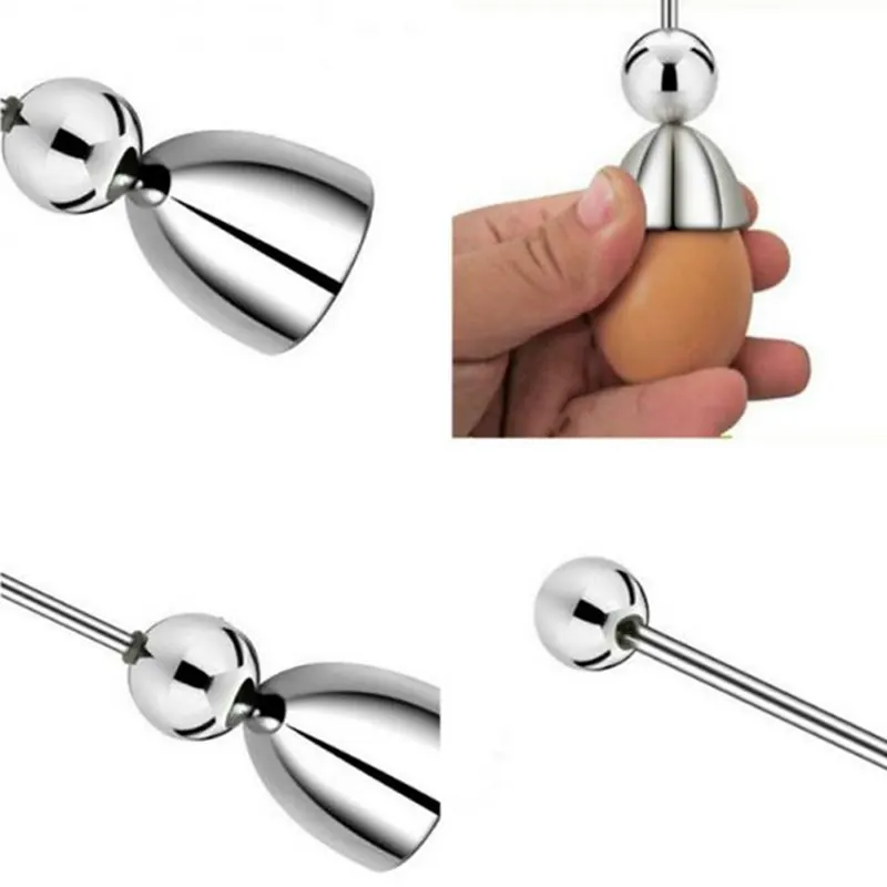 

Boiled Egg Topper Shell Top Cutter Knocker Raw Egg Cracker Separator Egg Opener/Egg Beater Tool Kitchen Gadgets Stainless Steel