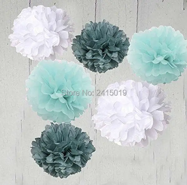All the Small Things 1 or 10 Tissue Paper Flower Pom Poms Wedding Party Christmas Decoration 3 sizes Baby Blue, 6 Approx 