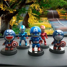 Автомобильные украшения для Marvel, Мстители, герои, фигурка, Солнечная анимационная кукла, качели, креативные подарки, аксессуары для салона автомобиля