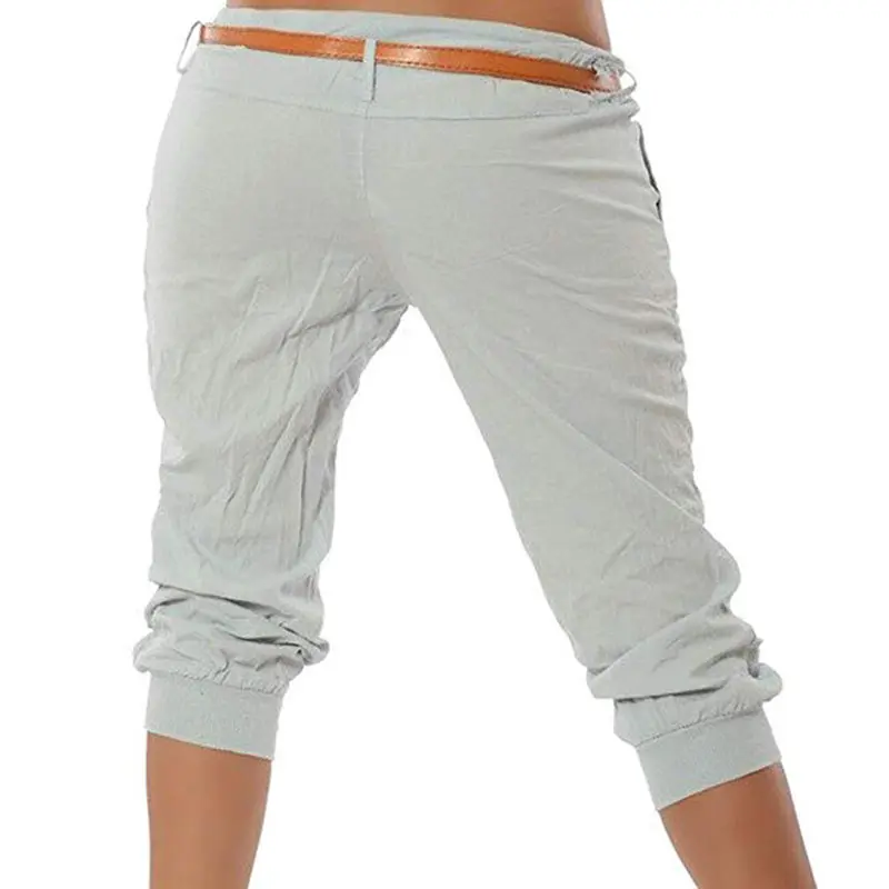 Capri Pants Women Fashion Streetwear Casual Solid 34 Harem Pants Low Waist Slim Black Pencil Pants Clothes Plus Size S-5Xl (7)