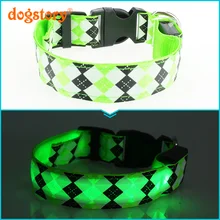 Hot Sales Luminescent Rhombus LED Nylon Dog Collar Flash Cat Dog Harness Pet Supplies Christmas Accessories