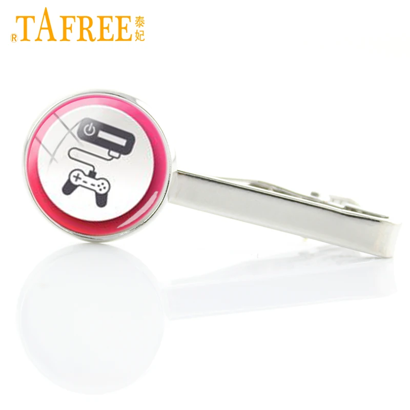 

TAFREE Fashion Video Game Controller picture Tie Clips keep straight tie bar round glass unlike other pieces of jewelry H616