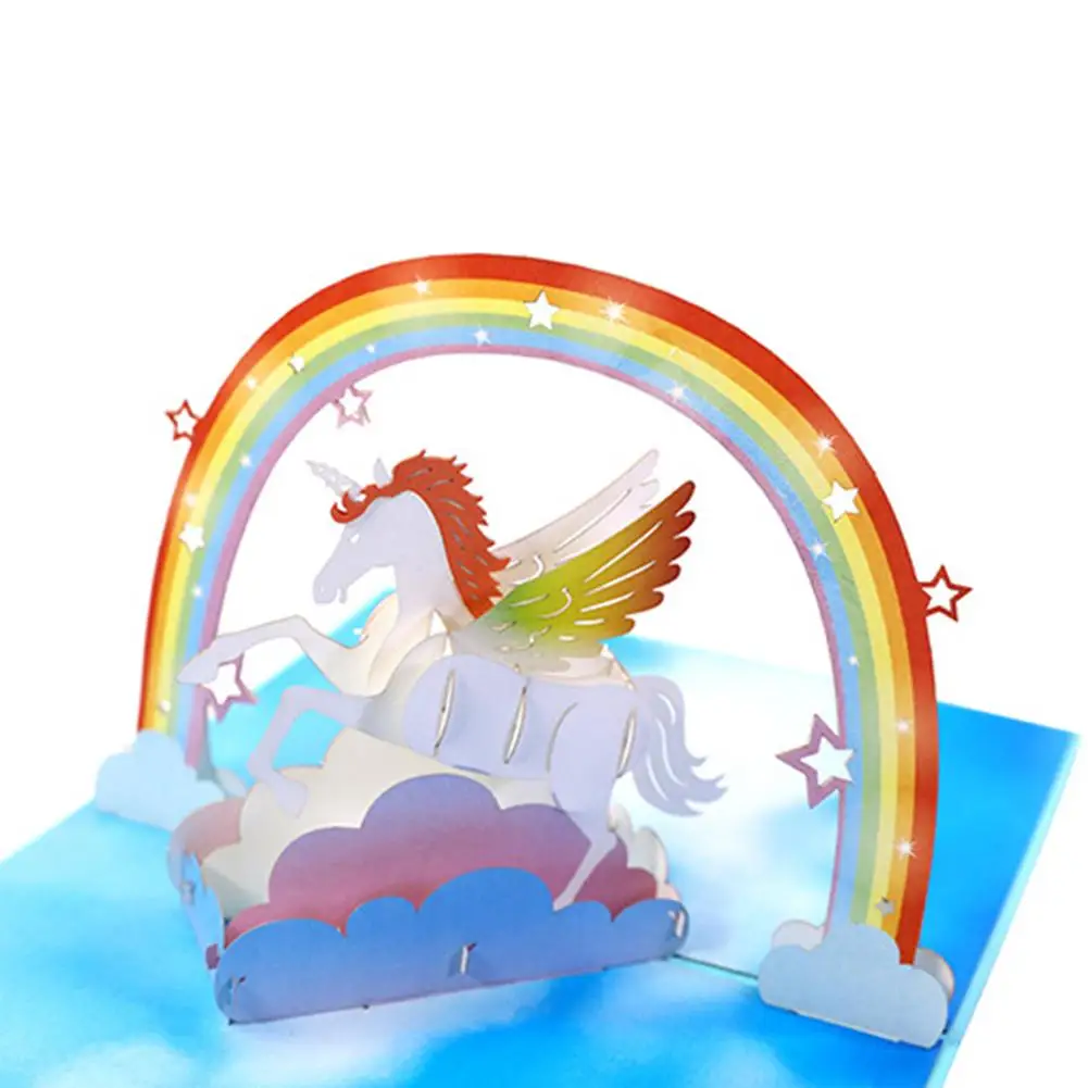  Baby Shower Greeting Cards Unicorn Crown Gift Card Birthday Wedding Invitation with Envelopes Elega - 32917532698